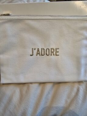 Dior White Canvas Pouch with Gold Hardware
